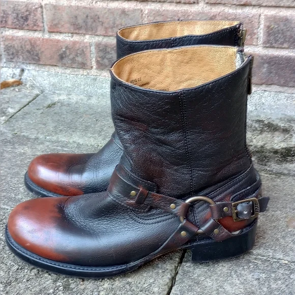 FRYE Mens Riley Harness Back Boot Brown Size 9.5 - Picture 3 of 14